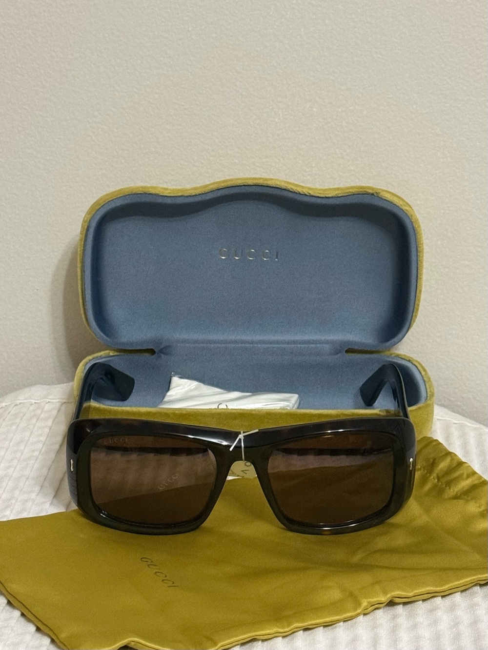 Gucci Brown Tortoise Sunglasses with Brown Lenses
